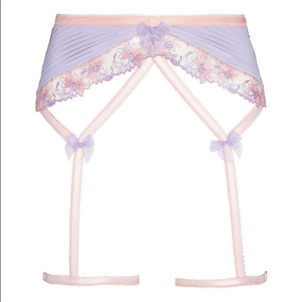 3 PC For Love And Lemons Ophelia Lilac and Blush Iridescent Lace Bra Set - Picture 12 of 14
